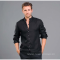 New casual men's wear Chinese national style men's long sleeve stand collar linen shirt pure color slim shirt